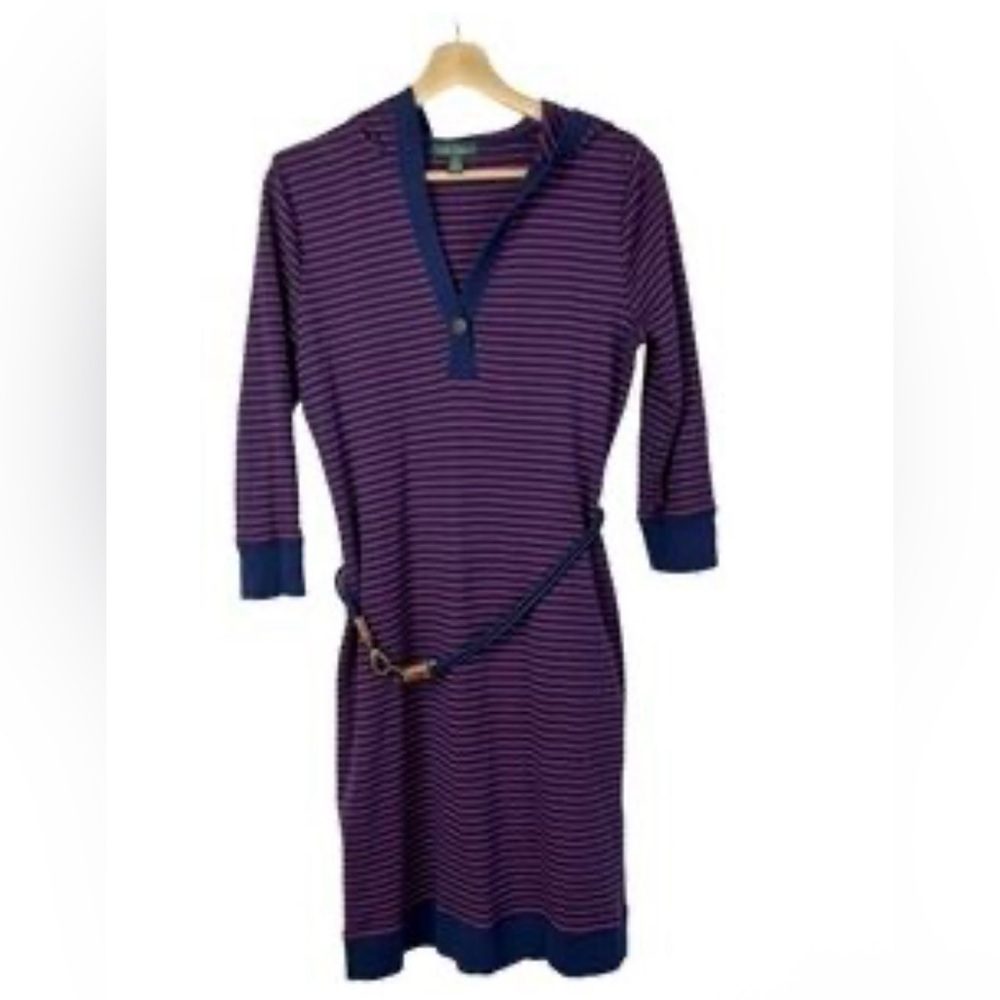 🐶SOLD❤️Ralph Lauren Jeans Co. Striped Navy and Red hooded Dress Size S